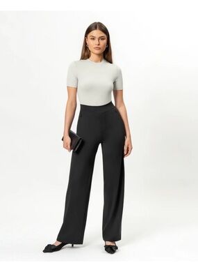 Ninepine Asana High Rise Wide Leg Pants Trousers Black